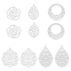 DICOSMETIC 10pcs 5 Style 304 Stainless Steel Flower Charms Donut with Flower Pendants Teardrop with Rose Charms Laser Cut Charms for Jewelry Making STAS-DC0004-24-1