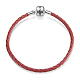 Tinysand 925 стерлингового серебра красные кожаные европейские браслеты TS-B134-R-19-3
