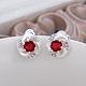 Flower Silver Color Plated Brass Cubic Zirconia Stud Earrings EJEW-BB11772-A-6