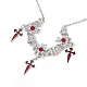 FireBrick Enamel Bat with Cross Pendant Necklace & Dangle Earrings SJEW-G081-03AS-2