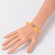 Bracelets extensibles perlés citrine tête de bouddha 3d (teints et chauffés) BJEW-JB01805-06-5