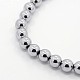 Trendy Unisex Grade A Silver Plated Magnetic Synthetic Hematite Round Beaded Necklaces NJEW-M014-8mm-03-2