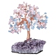 Decorazioni dell'albero della vita in scaglie di quarzo rosa naturale e acquamarina DJEW-PW0013-44D-1