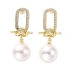 Orecchini pendenti ovali con zirconi chiari con nodo e perla in plastica EJEW-A072-01LG-1