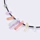 PU Leather Cord Electroplated Natural Quartz and Prehnite Pendant Necklaces NJEW-I219-02-3