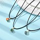 Alloy Enamel Dice Pendant Necklace with Polyester Cords NJEW-JN04515-3