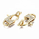 Brass Micro Pave Clear Cubic Zirconia Lobster Claw Clasps ZIRC-Q200-019-NF-2