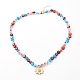 Halsketten mit Gänseblümchen-Anhänger aus Legierung NJEW-JN03468-4