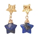 5 par de aretes colgantes de estrella con piedras preciosas naturales de 5 estilos EJEW-JE05097-5