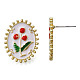 Серьги-гвоздики с эмалью в виде цветка жизни EJEW-N046-018-3