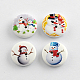 2ホールのクリスマスの雪だるまは木製のボタンを印刷  フラットラウンド  ミックスカラー  20x5mm  穴：2mm X-BUTT-R032-057-1