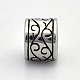 Big Hole Smooth Surface 316 Stainless Steel Column Carved Floral Pattern Beads STAS-O048-07-1