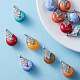 SUNNYCLUE 1 Box 28Pcs 7 Colors Resin Teardrop Charms Alloy Enamel Charms Pendants with Hole Tibetan Silver Metal Bead Caps for DIY Jewelry Making Necklace Bracelet Earring Accessories Charms RESI-SC0001-09AS-5
