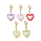 Decoraciones colgantes de perlas de vidrio y acrílico en forma de corazón HJEW-JM01403-1