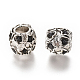 Antique Silver Alloy Rhinestone with Star and Heart Pattern Barrel Beads ALRI-L027-02-2