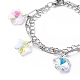 Fiore di strass colorato e stella e foglia e braccialetto a più fili con ciondoli incrociati BJEW-JB08703-4