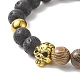 Ensembles de bracelets extensibles en bois de wengé naturel et pierre de lave avec perles d'hématite synthétiques BJEW-JB09213-5
