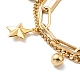 Bracelet multirangs charm étoile et boule ronde BJEW-G639-17G-2