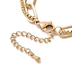 Vakuumbeschichtung 304 Doppelketten-Halskette aus Edelstahl mit flachen runden Perlen für Damen STAS-E155-26G-3