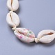 Collana di perline regolabili conchiglia e set di gioielli bracciali SJEW-JS01019-04-3