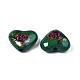 Flower Printed Opaque Acrylic Heart Beads SACR-S305-28-N03-3