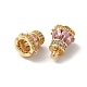 Rack Plating Brass Pave Pink & Clear Cubic Zirconia Screw Clasps KK-E084-18G-2