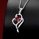 Silver Plated Brass Cubic Zirconia Heart Pendant Necklaces For Women NJEW-BB06041-A-4