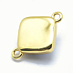 天然宝石リンクコネクター  真鍮パーツ  多面カット  菱形  ゴールドカラー  17x12x5.5mm  穴：1.5mm G-I196-20G-3