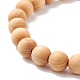 Bracciale elasticizzato rotondo con perline in legno naturale BJEW-JB08259-5