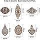 Pandahall elite 120 pièces 6 style bronze antique connecteurs en filigrane de fer breloques pendentifs embellissements en métal pour bricolage épingle à cheveux chapeaux boucle d'oreille fabrication de bijoux IFIN-PH0023-56AB-2