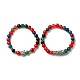 Natural Agate Stretch Bracelets Set with Alloy Owl Beaded ANIM-PW0003-027C-1