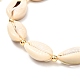 Natürliche geflochtene Perlen-Fußkettchen aus Kaurimuscheln für Mädchen und Frauen AJEW-AN00453-02-4