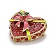 Rotes Herz Weihnachtsgeschenkbox Emaille-Pin mit Strass JEWB-A004-09G-2