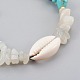 Synthetic Turquoise(Dyed) & Natural White Moonstone Chip Braided Bead Bracelets BJEW-JB04080-03-2
