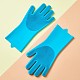 シリコン食器洗い手袋  手袋を拭く手洗い  クリーニングブラシ付  ドジャーブルー  340x160mm AJEW-TA0016-04B-9