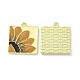 メッキ合金エナメルチャームラック  花の正方形  ゴールドカラー  20.5x17.5x1.5mm  穴：1.8mm PALLOY-D007-01-2