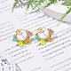 Glass Seed Braided Flower Dangle Stud Earrings EJEW-MZ00024-3