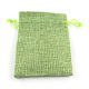 ポリエステル模造黄麻布包装袋巾着袋  黄緑  9x7cm X-ABAG-R005-9x7-02-1