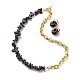 Set di gioielli con perline di ossidiana naturale con fiocco di neve SJEW-JS01223-05-1