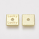 合金ビーズ  幸運という言葉の正方形  ライトゴールド  8x8x1mm  穴：1.6mm PALLOY-S125-033-2