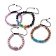 Bracelets de perles tressés ronds en pierres précieuses naturelles/synthétiques/oeil de chat BJEW-L648-07-1
