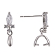 Rhodium Plated 925 Sterling Silver Stud Earring Findings STER-F048-34P-3