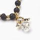 Braccialetti con ciondoli elasticizzati con perle di roccia lavica naturale BJEW-JB03857-01-2