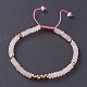 Natürliche Rose Quarz geflochtene Perlen Armbänder BJEW-O175-C13-1