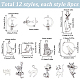 Sunnyclue 96 pièces 12 styles pendentifs chaton en alliage de style tibétain FIND-SC0007-17-2