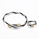 Trendy 304 Stainless Steel Torque Bangles & Rings Sets SJEW-H073-08-2