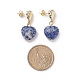 5 paires de boucles d'oreilles pendantes en forme de cœur avec pierres précieuses naturelles et synthétiques EJEW-JE05084-3
