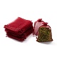 オーガンジーバッグ巾着袋  リボン付き  暗赤色  18x13cm X-OP-R016-13x18cm-03-1