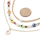 3 pièces 3 style pierre de lune blanche naturelle et résine mauvais œil colliers de perles ensemble NJEW-JN04026-7
