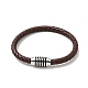 Leather Braided Cord Bracelet with 304 Stainless Steel Magnetic Column Clasps for Men Women BJEW-C021-02-P-2